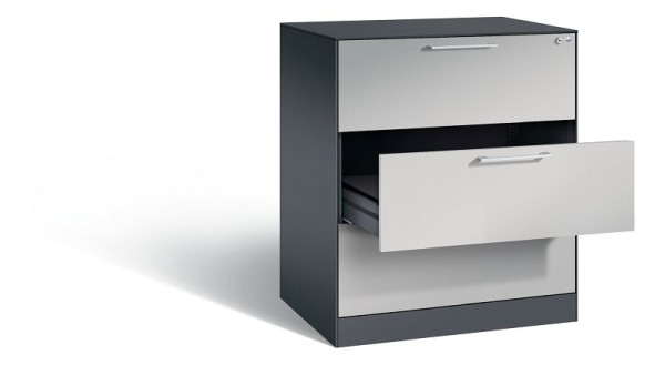 C+P Karteischrank Asisto, H1010xB800xT600mm, Farbe: Schwarzgrau / Weißaluminium, Bügelgriff, 146243-322 S10022