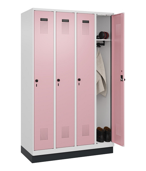 C+P Spind Evolo PLUS, mit Sockel, 4 Abteile, 1950x1200x500mm, 9016/3015, Verschluss Drehriegel, Ablageböden 4, 049020-40 S10018