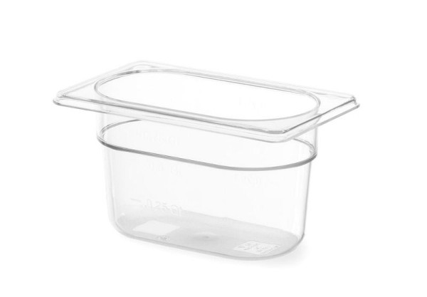 Hendi GN Behälter 1/9, 0,6 L, PC (Polykarbonat), LxBxH: 176x108x65 mm, Transparent, 861837