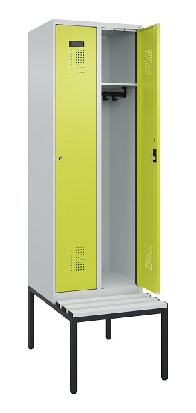 C+P Spind Evolo PLUS, 2 Abteil, 2120x600x815mm, 7035/0024, Zylinderschloss, Material Sitzfläche Kunststoff, Sitzbank, 0490507-20 S10096