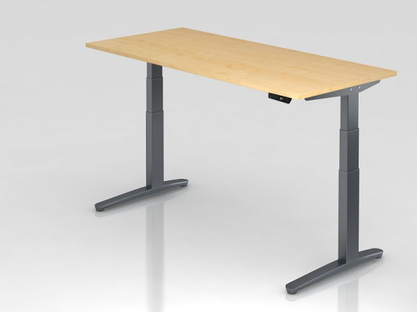 Hammerbacher Sitz-Steh-Schreibtisch elektrisch 180x80cm Ahorn/Graphit, Rechteckform, VXBHM19/3/GG
