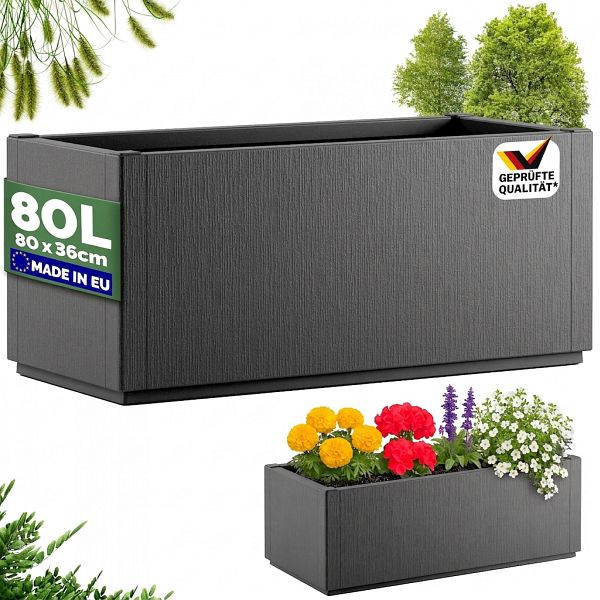 casaria Blumentopf Ethica Anthrazit Kunststoff 80x36x36cm, 109894