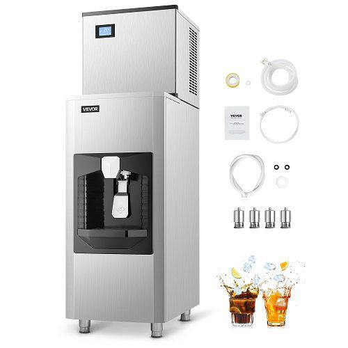 VEVOR gewerblicher Eisbereiter 136 kg/Tag, 80 kg Speicher, automatische Ausgabe (9 kg/Min.), selbstreinigend, Touchscreen, ZHSKU00000000000143