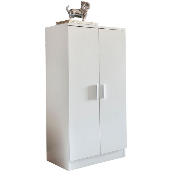 Wohnling Schuhschrank MARTIN mit 2 Türen Weiß 55x108x35 cm Schuhregal Holz geschlossen, WL5.269