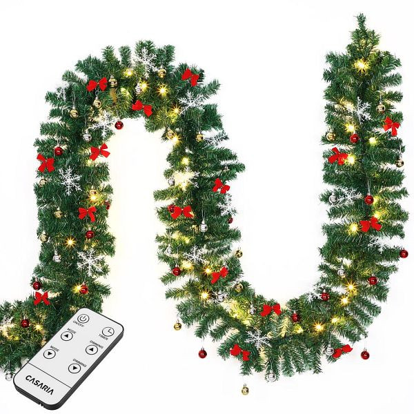 casaria Weihnachtsgirlande 5 Meter dekoriert mit Fernbedienung, 107695