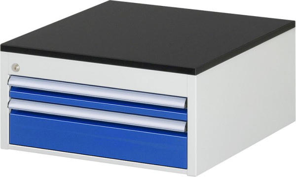 RAU Schubladenschrank Serie 7000, B580 x T650 x H280 mm, Arbeitsplatte mit Melaminharzbeschichtung, Schubladen: 1xH60, 1xH120mm, 13-L1.1A-M.11