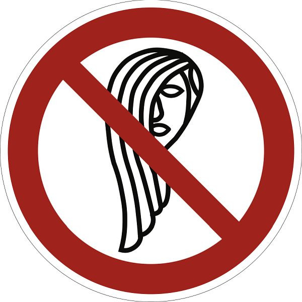 Moedel Bedienung mit langen Haaren verboten, Folie, Ø 100 mm, 58649