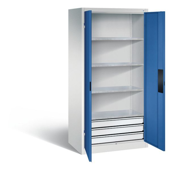 C+P Werkzeugschrank Acurado, H1950xB930xT600mm, Farbe: Lichtgrau / Enzianblau, Muldengriff, 8922-523 S10092