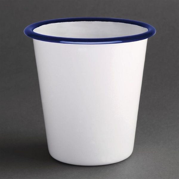 Olympia emaillierte Becher weiß-blau 31cl, VE: 6 Stück, GM515