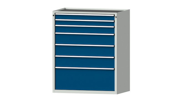 ANKE Werkbänke Schubladenschrank, Modell 4009 V, 1060 x 675 x 1280 mm, RAL 7035/5010, Wanne, 611.516