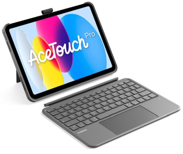 inateck Abnehmbar Hülle mit Tastatur für iPad 11" A16 2025, iPad 10.9" 2022,mit Stifthalter, QWERTZ, AceTouch, hellgrau, N0057_light gray
