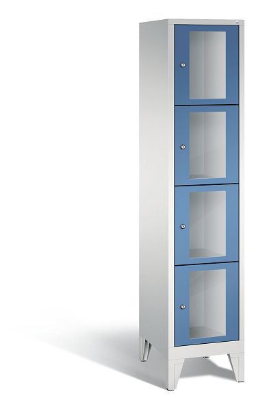 C+P Schließfachschrank Classic, 4 Fächer, H1850xB420xT500 mm, Grau/Fernblau, 8010A124 S10021