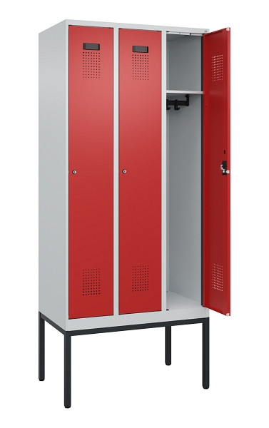 C+P Spind Evolo PLUS, Gestell, 3 Abteile, 2120x900x500mm, 7035/3000, Verschluss Zylinderschloss, Ablageböden 3, 0490307-30 S10030