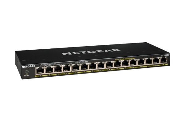 Netgear 16-Port GB PoE+ unmanaged Switch, 183W, FlexPoE, GS316PP-100EUS