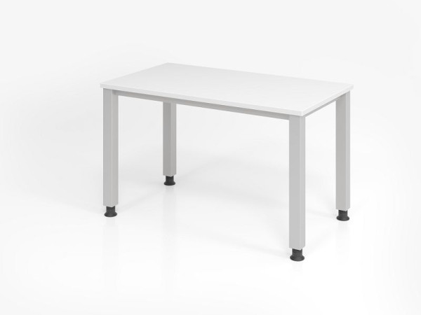 Hammerbacher Schreibtisch QS612, 120 x 67 cm, Platte: Weiß, 25 mm dick, 2 mm ABS-Kante, Rechteckform, VQS612/W/S