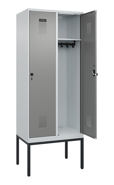 C+P Spind Evolo PLUS, Gestell, 2 Abteile, 2120x800x500mm, 7035/0004, Verschluss Drehriegel, Ablageböden 2, 0490307-22 S10014