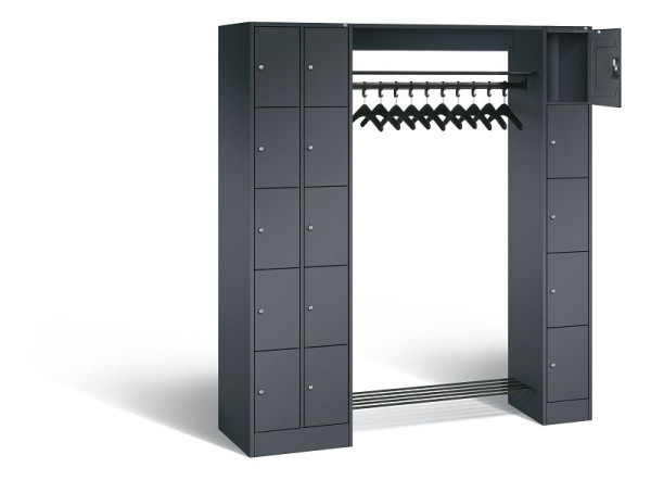 C+P Offene Garderobe Serie 8070, H1950xB2100xT480mm, Farbe: Schwarzgrau, 80730-00 S10010