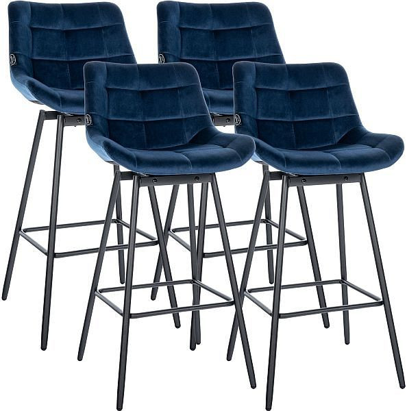 CLP Barhocker Weston Schwenkbar Samt, blau, VE: 4 Stück, 327345