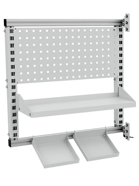 Bedrunka+Hirth Schwenkrahmen bestückt, Maße in mm (BxTxH): 700 x 700 x 40, 1 x Lochwand, 1 x Fachboden 220 mm tief, neigbar, 07.98.7074