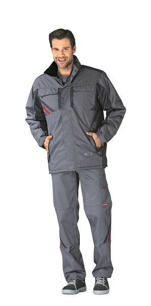 Planam Highline Winterjacke, zink/schiefer/rot, Größe S, 2301044