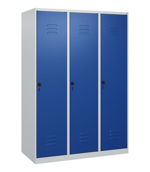 C+P Umkleidespind Classic PLUS, 3 Abteile, 1700x1200x500mm, 7035/5010, Drehriegel, 0800007-32 S10003