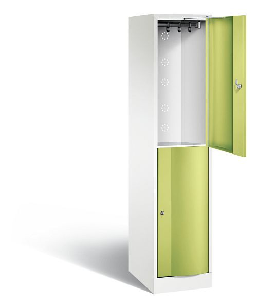 C+P Spind doppelstöckig Resisto, H1950xB396xT540mm, Farbe: Verkehrsweiß / Viridingrün, 8270-172 S10070