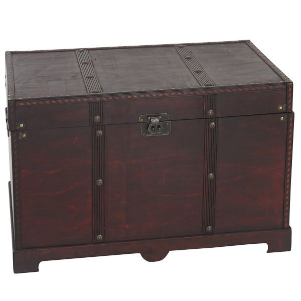 Mendler Holztruhe Holzbox Schatztruhe Valence Antikoptik 39x67x38cm, eckig, 34219