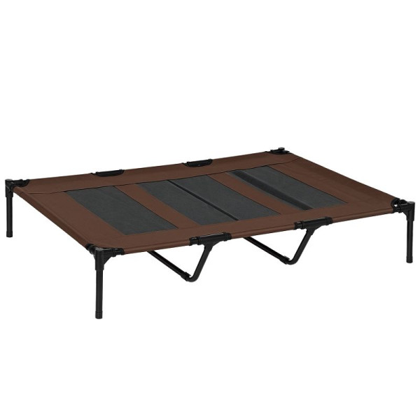 PawHut Hundebett, faltbar, Outdoor-Hundebett, erhöhter Stand, 122 cm x 92 cm x 23 cm, Kaffee-Braun + Schwarz, D04-069CF