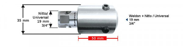 Karnasch Verlängerung 50mm Nitto, Universal 19mm / 3/4', VE: 2 Stück, 201406
