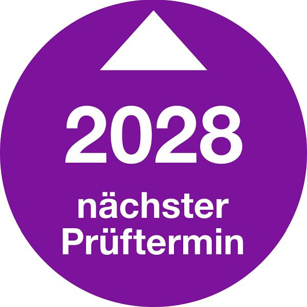 Moedel Prüfplakette Nächster Prüftermin 2028, Folie, Ø 30 mm, VE: 10 Stück/Bogen, 107043