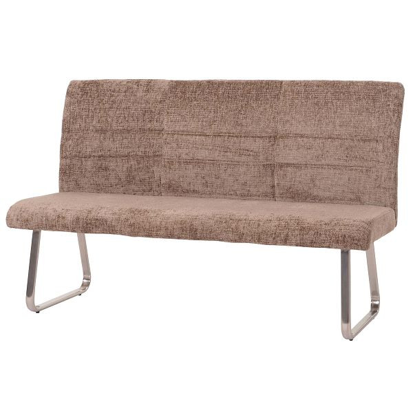 Mendler Sitzbank HWC-G55, Esszimmerbank Bank, Edelstahl gebürstet Stoff/Textil Chenille Öko-Tex, 160cm, braun, 108103