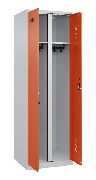 C+P Schwarz-Weiß-Spind Evolo PLUS, 2 Abteile, 1850x600x500mm, 7035/2004, Zylinderschloss, 049002-20 S10029