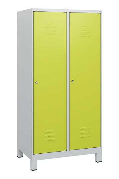 C+P Umkleidespind Classic PLUS, Füße, 2 Abteile, 1630x800x500mm, 7035/0024, Zylinderschlösser, 0800105-22 S10025