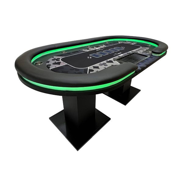 HOME DELUXE LED Pokertisch inklusive Pokerkoffer und Stühle STRAIGHT FLUSH - Tisch & 10 Stühle, 59140