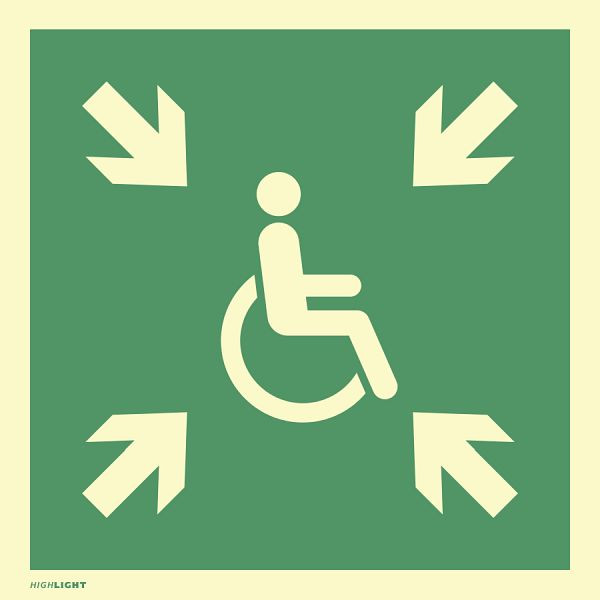 Moedel Vorläufige Evakuierungsstelle, Kunststoff, langnachleuchtend, 160-mcd, 400x400 m, 104335