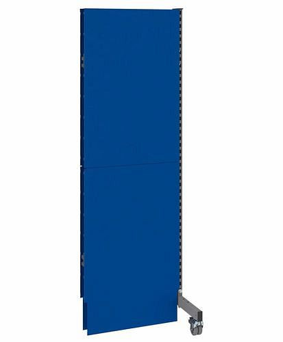 DENIOS Mobile Akustik Trennwand, Anbaufeld, B 625, H 2000 mm, Akustik-Lochblech zweiseitig, grau/blau, 293117