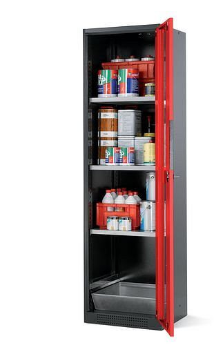 asecos Chemikalienschrank Systema CS-53RG, Korpus anthrazit, rot, 3 Einlegeböden und Bodenwanne, 202648