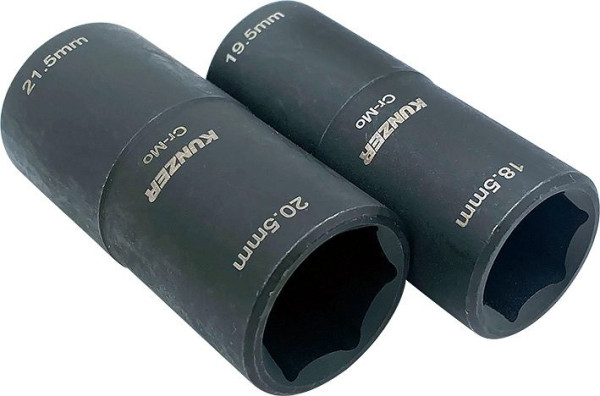 Kunzer Impact-Einsätze 1/2", Länge 65 mm, 2-tlg. Gr. 18,5/19,5 und 20,5/21,5, 7RK04