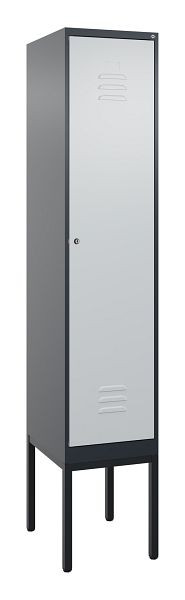 C+P Umkleidespind Classic PLUS mit Mitteltrennwand, Gestell, 2120x400x500mm, 7016/7035, Zylinderschloss, 0800307-12F S10028