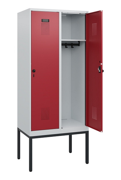 C+P Spind Evolo PLUS, Gestell, 2 Abteile, 1950x800x500mm, 7035/3003, Drehriegel, 0490305-22 S10004