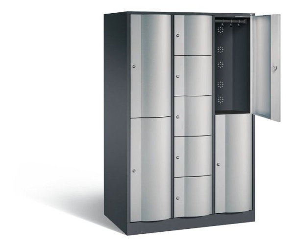 C+P Kombi-Schließfachschrank Resisto, H1950xB1148xT640mm, Farbe: Schwarzgrau / Weißaluminium, 8070-3730 S10010