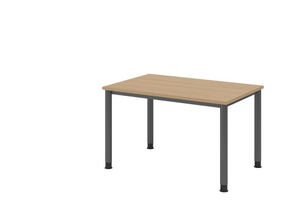 Hammerbacher Schreibtisch HS12, 120 x 80 cm, Platte: Eiche, 25 mm dick, 4-Fuß-Gestell in Graphit, Arbeitshöhe 68,5-81cm, VHS12/E/G