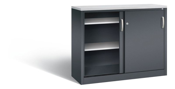 C+P Sideboard mit Schiebetüren Acurado, H1000xB1200xT400mm, Farbe: Schwarzgrau, Bügelgriff, 2046-00 S10225