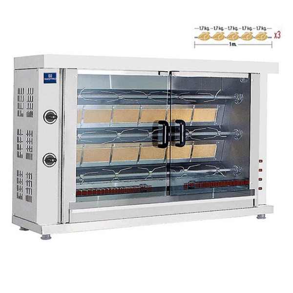 Mastro Gas-Hähnchengrill mit Beleuchtung, 3 Spieße für 12-15 Hähnchen, AJD0041