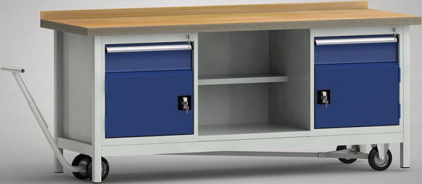 KLW Profi - Werkbank, fahrbar 2000 x 700 x 845 mm L x T x H, WP737N-2000M45-E2000