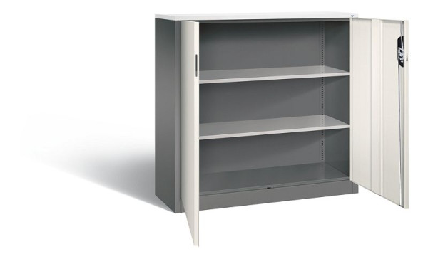 C+P Büroschrank Acurado, H1200xB1200xT400mm, Farbe: Vulkangrau / Perlweiß, Muldengriff, 3 OH, 9467-1200 S10169