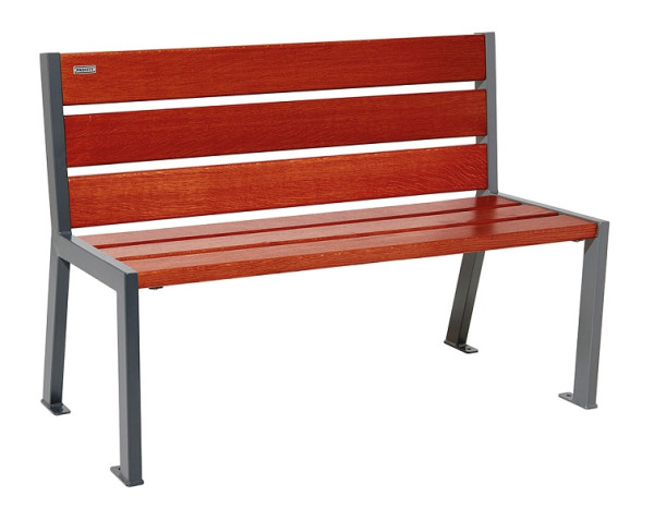 Procity Sitzbank Silaos 6 Holzlatten, 1200 mm, Ohne Armlehne, Holz & Stahl, Mahagoni/Procity Grau, 209601.GPRO.ACAJ