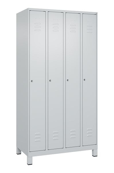 C+P Umkleidespind Classic PLUS, Füße, 4 Abteile, 1950x1000x500mm, 7035/7035, Zylinderschlösser, 080010-49 S10024