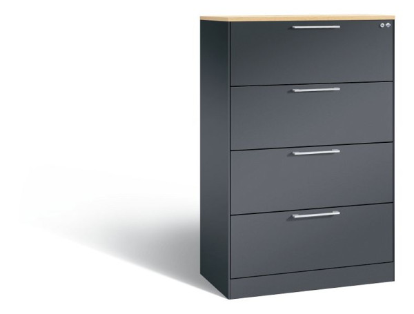 C+P Hängeregistraturschrank Asisto, H1310xB800xT435mm, Farbe: Schwarzgrau, Bügelgriff, 146023-412 S10110