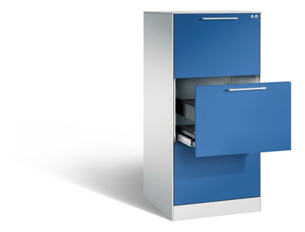 C+P Hängeregistraturschrank Asisto, H1310xB562xT600mm, Farbe: Lichtgrau / Enzianblau, Bügelgriff, 146224-301 S10013